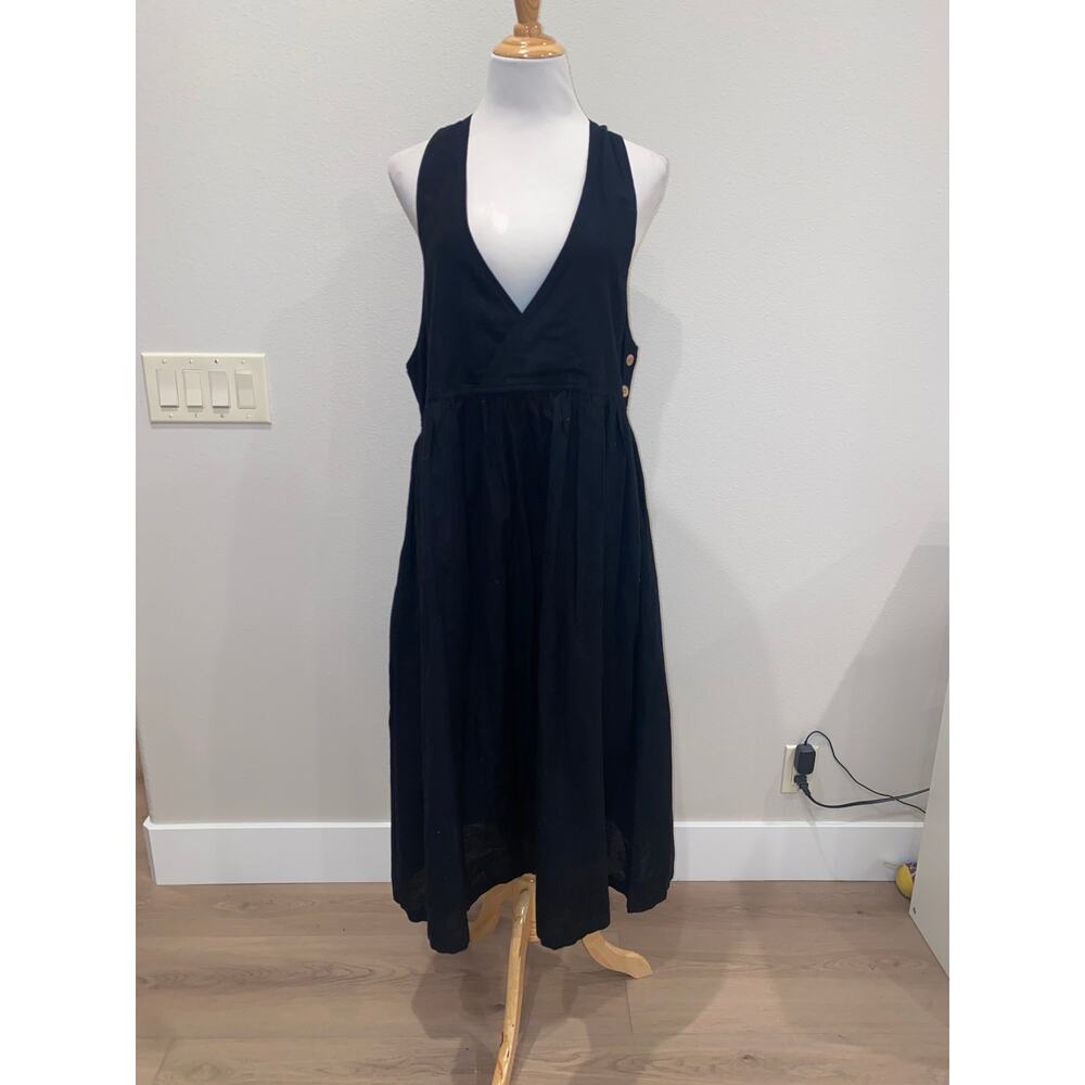 The SHANTY CORPORATION Zhivago Pinafore Dress Pockets Black Sleeveless  M/L NWT